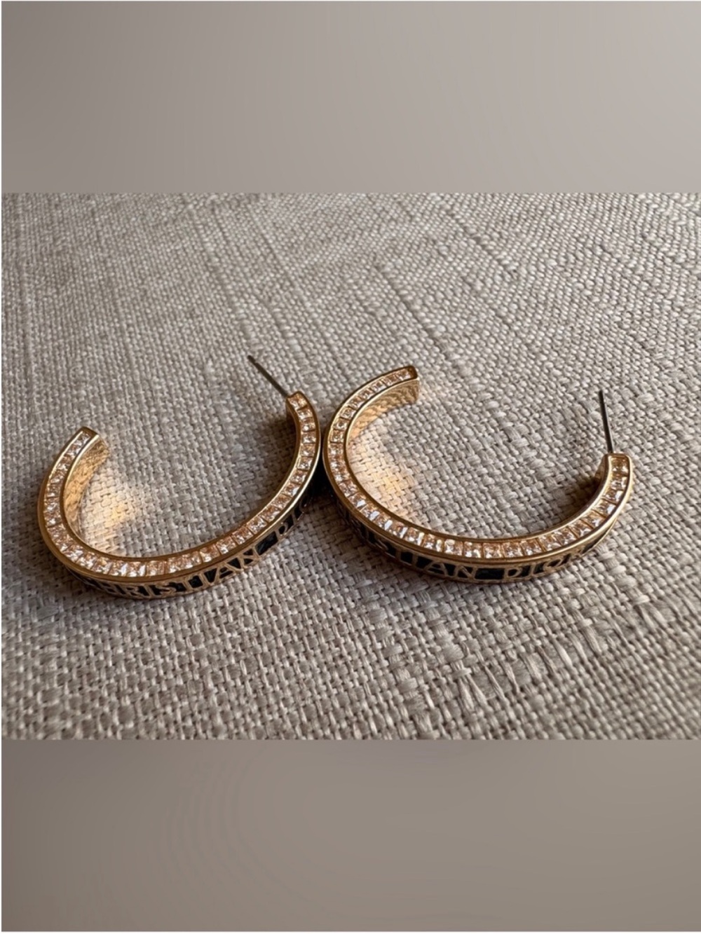 Dior Gold and Black Logo earrings